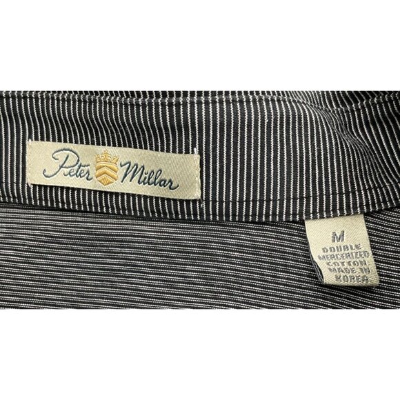 Peter Millar Crown Sport Performance Black & White Striped Golf Polo Medium - Picture 4 of 8